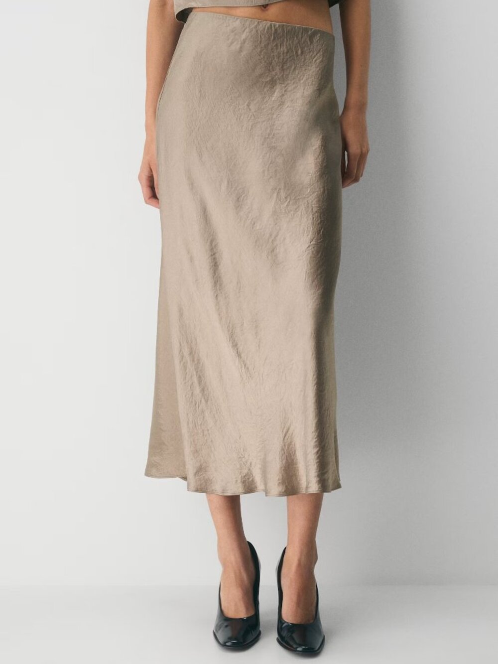 Aritiza Babaton SLIP SATIN MAXI SKIRT Size 10 Nomad Taupe